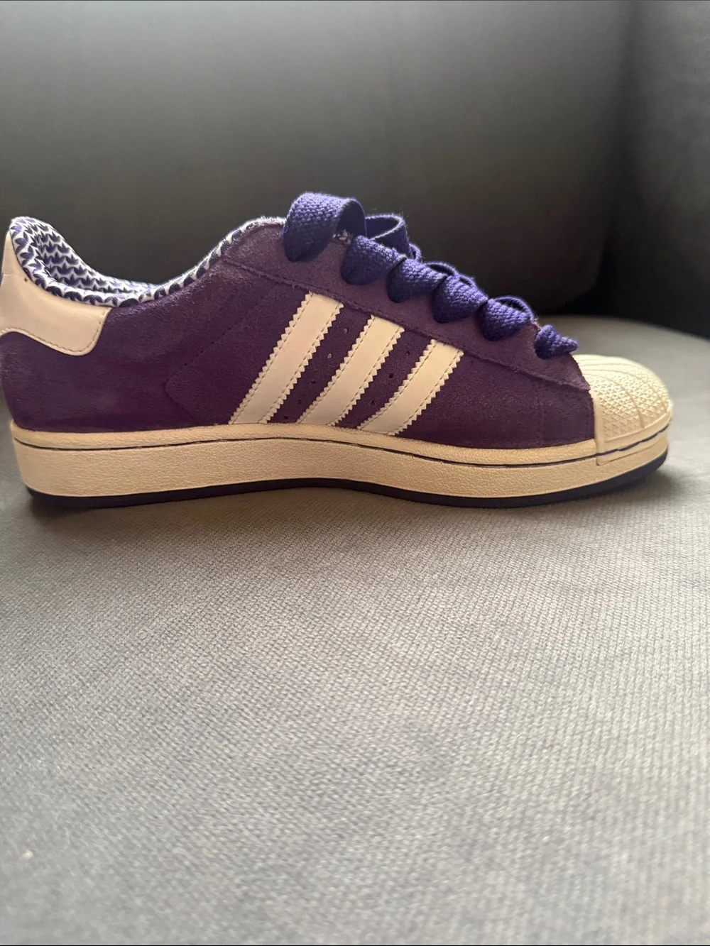 adidas Purple Superstar Suede Shell-Toe Sneakers with White Stripes - Picture 5 of 8